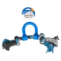 Duvo+ Köpek Gri/Mavi Plastik Düğümlü Çekme Halkası Diş İpi 30 cm
