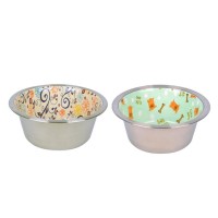 Flip Kedi ve Küçük Irk Köpekler İçin Seramik Kaplı Çelik Mama Kabı 13cm 470ml (Karışık Desenli)