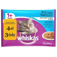 Whiskas Pouch Balık Çeşitleri 4 lü Paket Kedi Konserve 4 x 100 gr