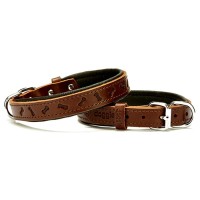 Doggie El Yapımı Kemik Desenli Köpek Boyun Tasması Kahverengi 2x30-35cm
