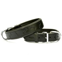 Doggie Konforlu Gerçek Deriden El Yapımı Kemik Desenli Köpek Boyun Tasması Siyah 2x35-40cm