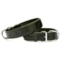 Doggie Comfort Deri Kemik Desenli Köpek Boyun Tasması Siyah 3.5x52-60 Cm
