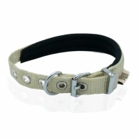 Doggie Dokuma Softlu Sade Köpek Boyun Tasması Haki 2x30-35 cm