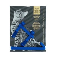 Cattie Dokuma Kedi Gezdirme Göğüs Tasma Takımı Mavi 1x25-40cm