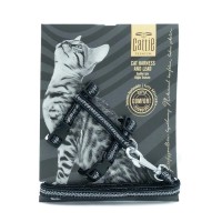 Cattie Özel Desenli Dokuma Kedi Göğüs ve Uzatma Seti Siyah 1x25-40cm