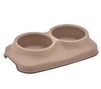 Plast Art Kedi ve Köpek İkili Plastik Mama ve Su Kabı Kahverengi (2x0.25ml)