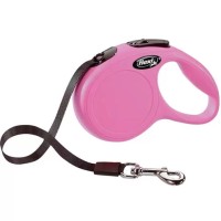 Flexi New Classic Şerit Otomatik Gezdirme Tasması Pembe [Medium] 5m