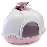 Imac Ginger Filtreli Köşe Kedi Tuvalet Kabı Pembe / Beyaz (52x52x45 cm)