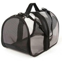Bacco Milano Şeffaf Kedi Köpek Taşıma Çantası 44x28x28cm (Siyah) 