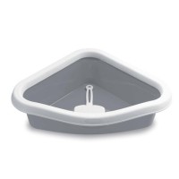 Stefanplast Sprint Corner Köşe Kedi Tuvaleti Beyaz/gri 56x40x14cm (Kürek Hediyeli)