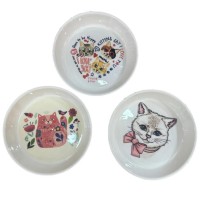Desenli Seramik Kedi ve Köpekler için  Mama ve Su Kabı