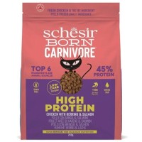 Schesir Born Carnivore (%45 Proteinli) Tavuklu, Somonlu ve Ringa Balıklı Tahılsız Kedi Maması 255gr