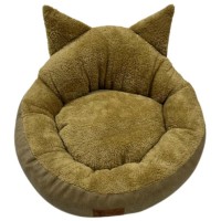 Mor Lama Kedi Kulaklı Simit Kedi - Köpek Yatağı (Kahverengi)