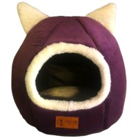 Mor Lama Kulaklı Kapalı Kedi ve Köpek Yatağı (Mor)