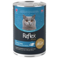 Reflex Plus Jöle İçinde Parça Etli Alabalık ve Ton Balıklı Yetişkin Kedi Konservesi 400gr