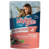 Miglior Gatto غذای مرطوب گربه بالغ با ماهی سالمون و ماهی تن 85gr