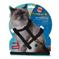 Eurocat Kedi Göğüs Tasması Düz Siyah