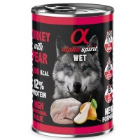 Alpha Spirit Hindili (93) ve Armutlu Tahılsız Yetişkin Köpek Konservesi 400 gr