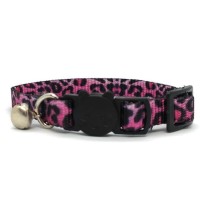 LuckyPaw Çıngıraklı Kedi Boyun Tasması 1x30cm (Pembe Leopar Desenli)
