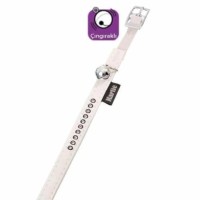 Karlie Deri Taşlı Kedi Tasma Xs 30cm-11mm Beyaz