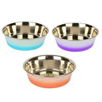Flip Köpekler İçin Çif Renkli Çelik Mama Kabı 23 cm