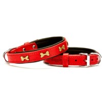 Doggie Yumuşak Dokulu Kemik Süslü Köpek Boyun Tasması Kırmızı SBT-2062 S