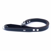 Doggie Konforlu Gerçek Deriden El Yapımı Köpek Gezdirme Kayışı 2x140cm - Black