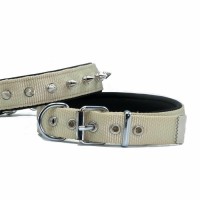 Doggie Konforlu Dokumadan El Yapımı Çivili Köpek Boyun Tasması 2,5x37-45cm - Haki