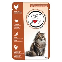 Cat Joy غذای کنسروی گربه بالغ با مرغ و جگر 85gr