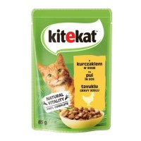 Kitekat Gravy کنسرو غذای گربه بالغ با مرغ در سس 85gr