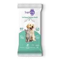 Supreme Dog Kedi ve Köpekler İçin Yeşil Çaylı Temizleme ve Bakım Mendili (60'lı)