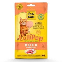 Delibon Dondurularak Kurutulmuş Ördekli Lolipop Kedi Ödülü (6'lı Paket)