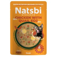 Natsbi Buharda Pişirilmiş Tavuklu & Bıldırcın Yumurtalı Kedi Yaş Maması 80gr