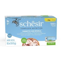 Schesir Tam ve Dengeli Ton Balığı ile Levrekli Jöle İçinde Kedi Konservesi Multipack 6x50g
