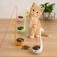 Kuğu Şeklinde Lazerli Ve Mama Hazneli Kedi Oyuncağı