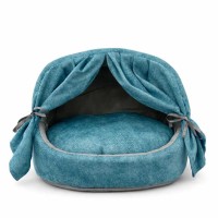 Pet Pretty Comfort Mavi Perdeli Kedi ve Köpek Yuvası