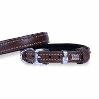 Doggie Konforlu Gerçek Deriden El Yapımı Köpek Boyun Tasması 1,5x20-25cm - Kahverengi