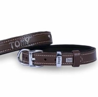Doggie Konforlu Gerçek Deriden El Yapımı İsimlikli Köpek Boyun Tasması 1,5x20-25cm - Kahverengi