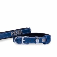 Doggie Konforlu Gerçek Deriden El Yapımı İsimlikli Köpek Boyun Tasması 1,5x20-25cm - Royal Mavi