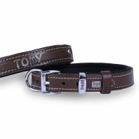 Doggie Konforlu Gerçek Deriden El Yapımı İsimlikli Köpek Boyun Tasması 2x30-35cm - Kahverengi