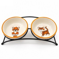 Petpretty Gold Seramik İkili Mama Kabı Kedi