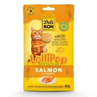 Delibon Dondurularak Kurutulmuş Somonlu Lolipop Kedi Ödülü (6'lı Paket)