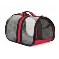 Bacco Milano Şeffaf Kedi Köpek Taşıma Çantası 44x28x28cm (Kırmızı)