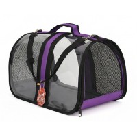 Bacco Milano Şeffaf Kedi Köpek Taşıma Çantası 44x28x28cm (Mor)