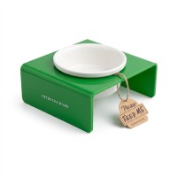 Petbucks Home Kedi ve Köpek Dekoratif Seramik Tekli Mama Kabı & Su Kabı 300 ml (Yeşil)