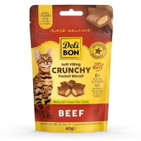 Delibon Crunchy İçi Dolgulu Bisküvi Sığır Etli Kedi Ödülü 60gr