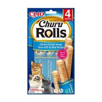 Ciao Sticks Tavuk Sargılı Ton Balıklı ve Deniz Taraklı Kedi Ödül Maması 4 X 10 gr
