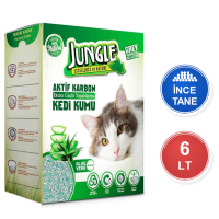 Jungle Aktif Karbonlu Aloe Vera Kokulu 6 LT / 5,1 KG İnce Taneli Topaklanan Bentonit Kedi Kumu