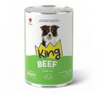 King Sos İçerisinde Et Parçacıklı Dana Etli Yetişkin Köpek Konservesi 400 gr