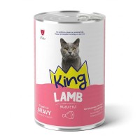 King Sos İçerisinde Et Parçacıklı Kuzu Etli Yetişkin Kedi Konservesi 400 gr